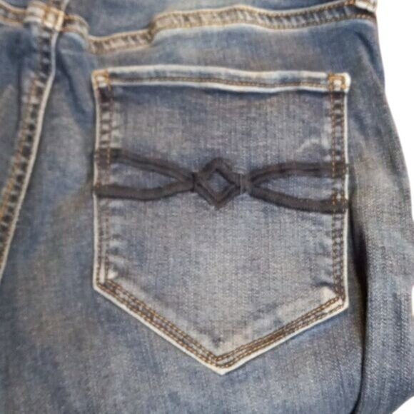 Mudd Size 7 Jeans Juniors Low Rise Skinny Distressed Flex Stretch Blue Denim - Picture 6 of 8